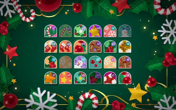 Calendrier de l'avent digital jenvoie : 24 cases illustrées
